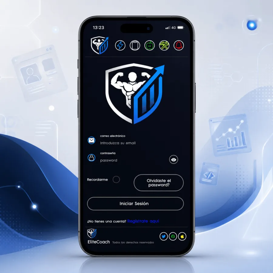 Pantalla de acceso de Elite Coach